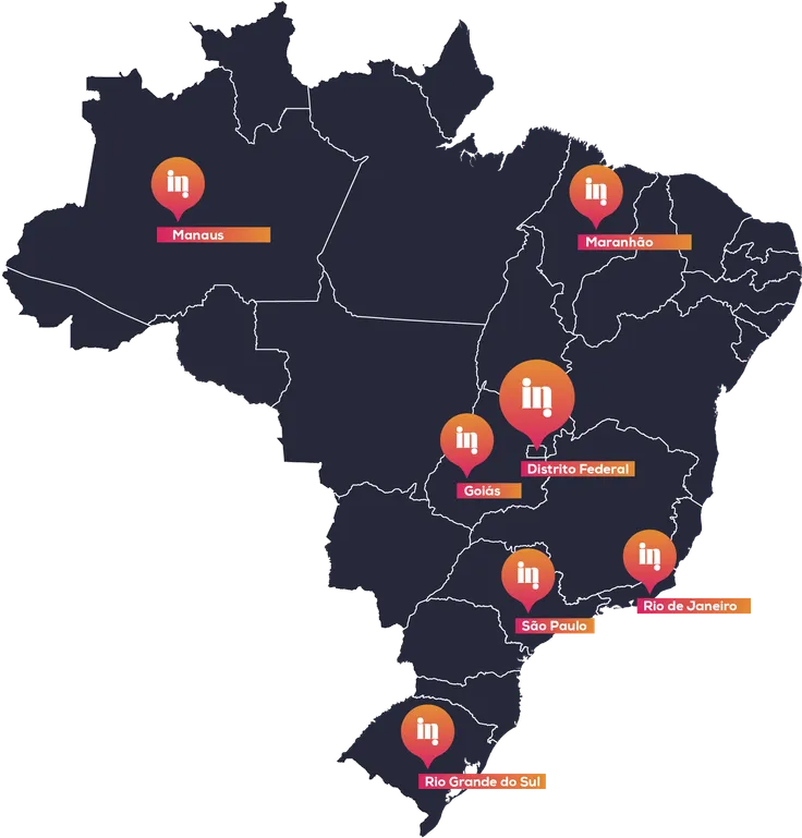 Mapa do Brasil sinalizando os estados que a Holding atua